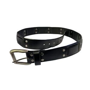 Vintage Genuine BILL ADLER Studded Woven Black Leather Belt Size 36